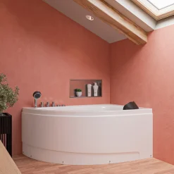 Eago 59" Acrylic Corner Neo-angle Round Bathtub, White, AM161-L