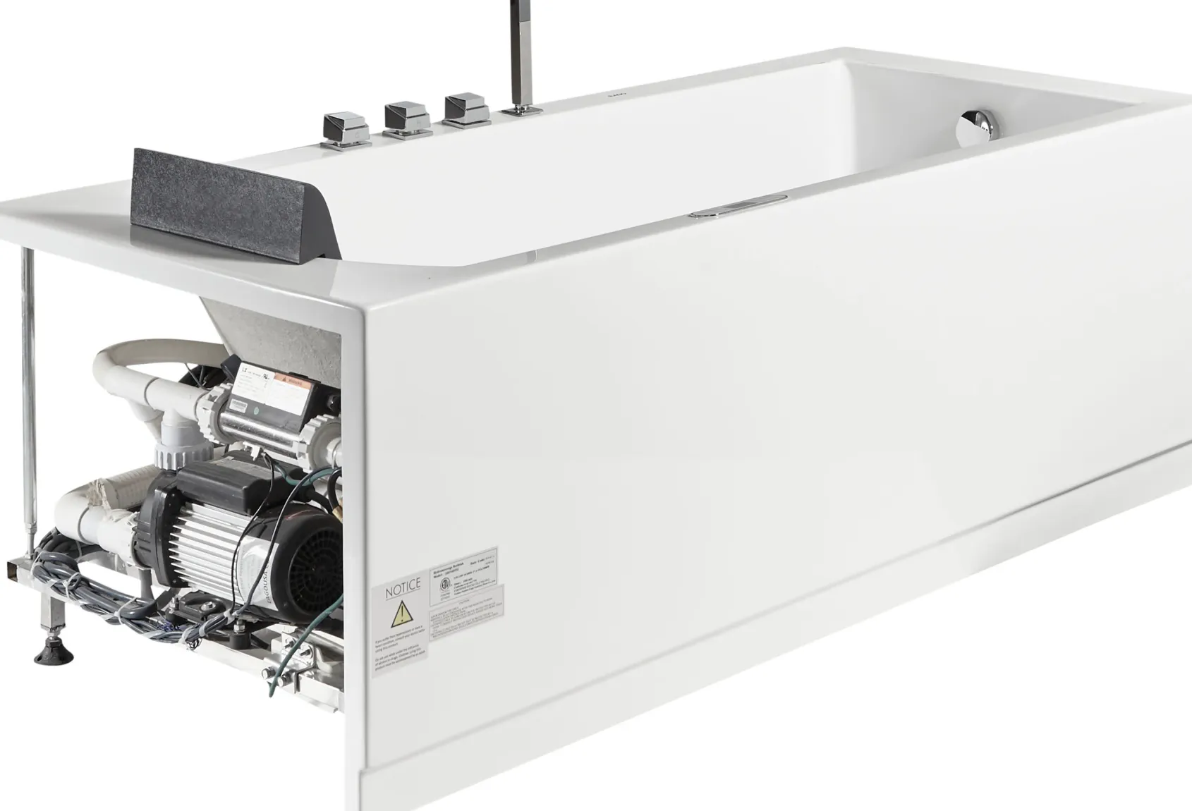 Eago 71" Acrylic Corner Rectangle Bathtub with Fixtures, White, AM154ETL-R6