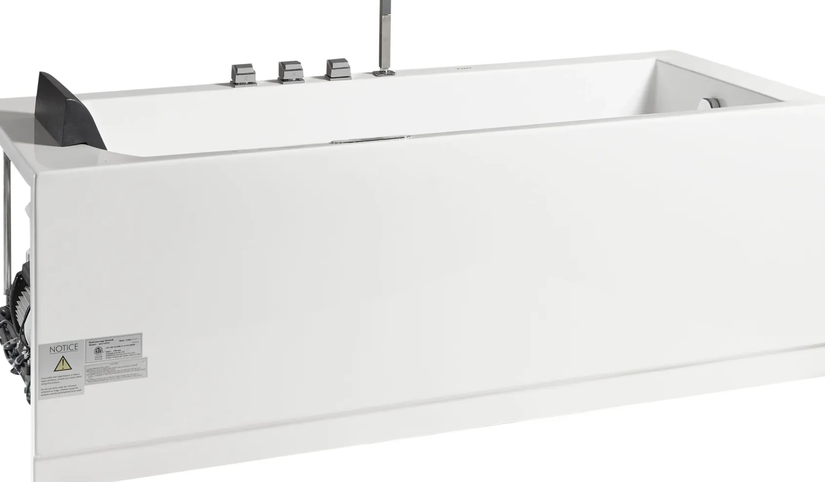 Eago 71" Acrylic Corner Rectangle Bathtub with Fixtures, White, AM154ETL-R6