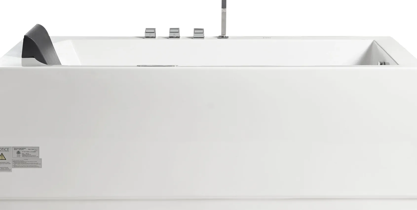 Eago 71" Acrylic Corner Rectangle Bathtub with Fixtures, White, AM154ETL-R6