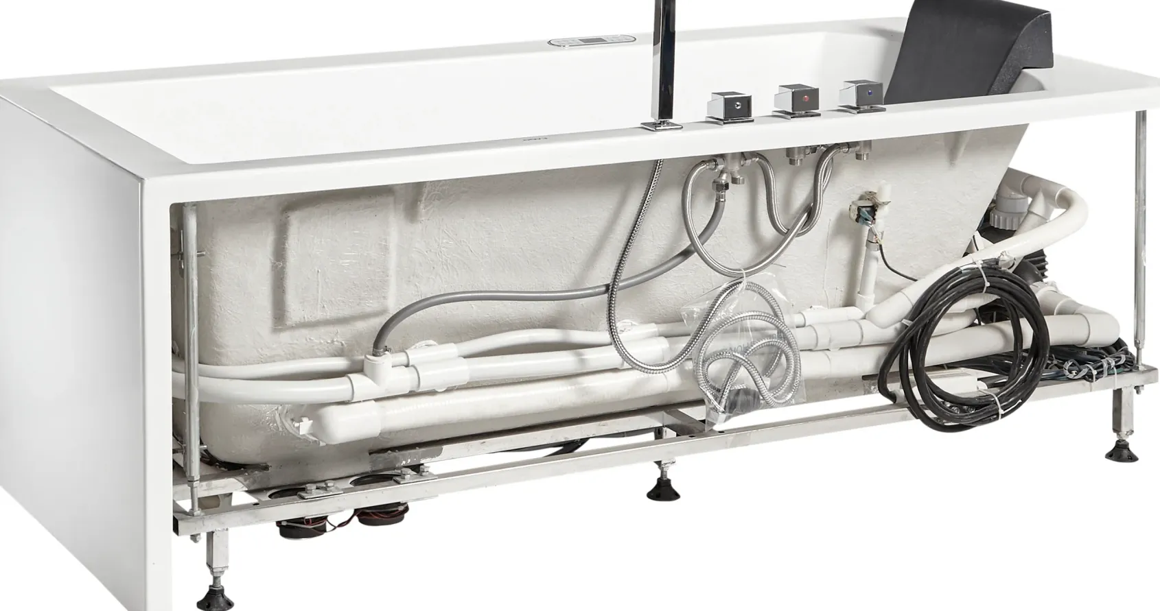 Eago 71" Acrylic Corner Rectangle Bathtub with Fixtures, White, AM154ETL-R6