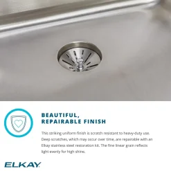 Elkay Asana 11" Round Undermount Stainless Steel ADA Bathroom Sink, Lustrous Satin, 18 Gauge, ELUH9