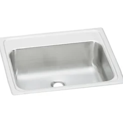 Elkay Celebrity 19" Rectangular Drop In/Topmount Stainless Steel ADA Bathroom Sink, Brushed Satin, No Faucet Hole, PSLVR1917LO0