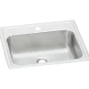Elkay Celebrity 19" Rectangular Drop In/Topmount Stainless Steel ADA Bathroom Sink, Brushed Satin, 1 Faucet Hole, PSLVR1917LO1