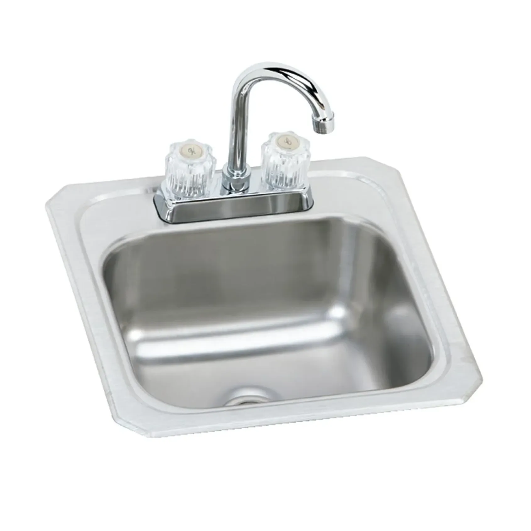 Elkay Celebrity 15" Rectangular Stainless Steel Bar/Prep Sink Kit with Faucet, Brushed Satin, 2 Faucet Holes, BCRA150C