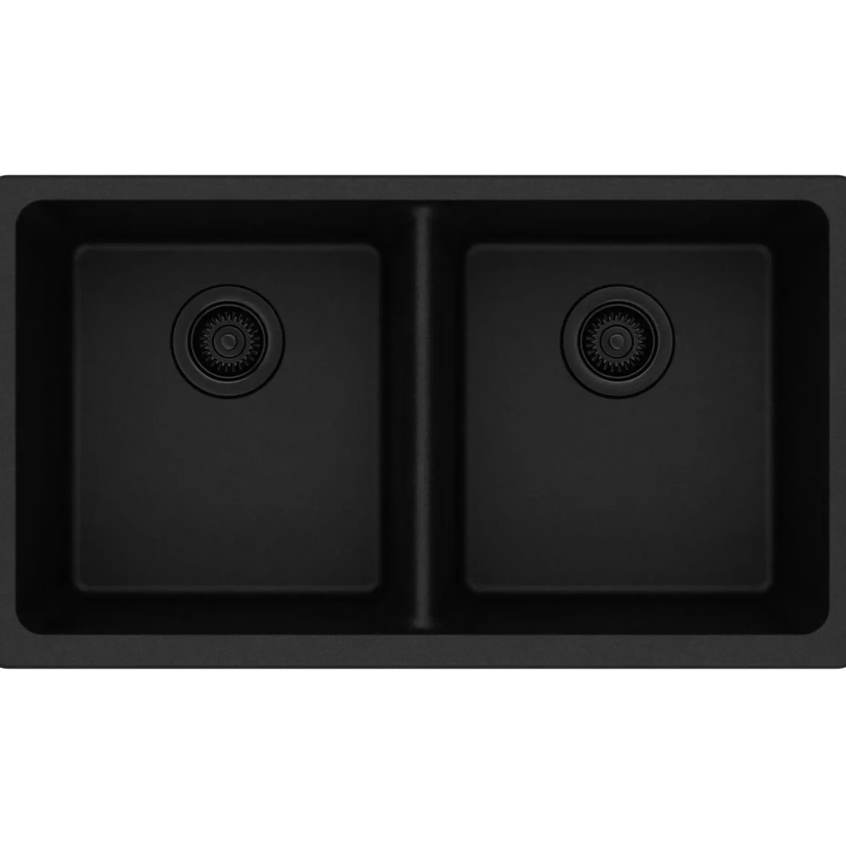 Elkay Classic 33" Quartz Kitchen Sink, 50/50 Double Bowl, Black, ELGU3322BK0