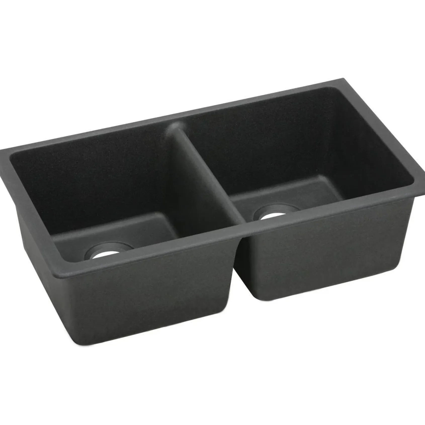 Elkay Classic 33" Quartz Kitchen Sink, 50/50 Double Bowl, Black, ELGU3322BK0