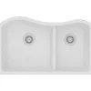 Elkay Classic 33" Quartz Kitchen Sink, 60/40 Double Bowl, White, ELGHU3220RWH0