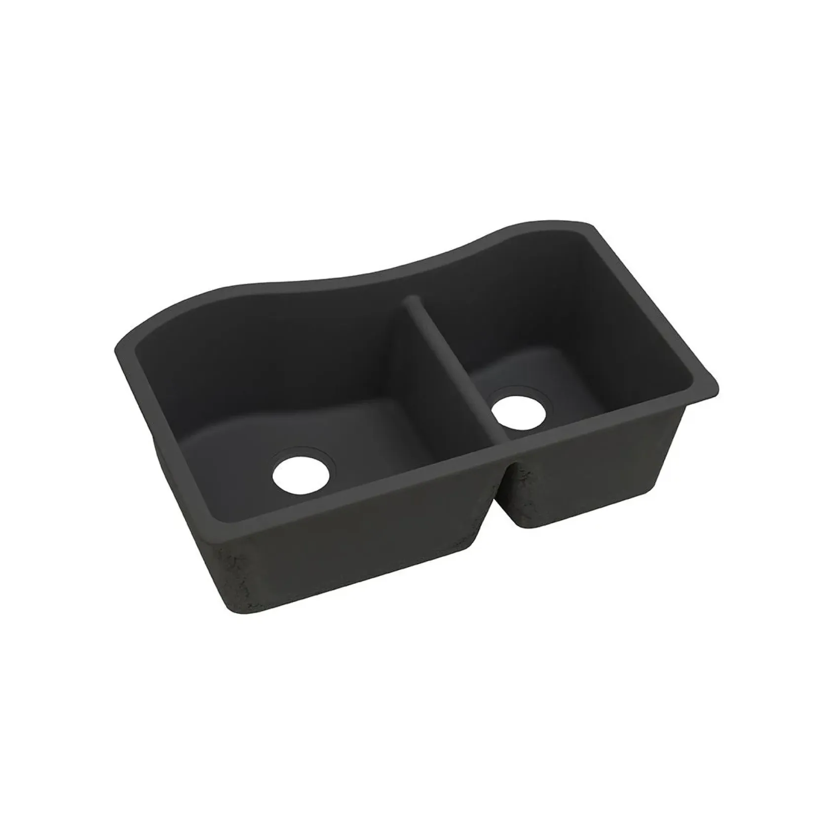Elkay Classic 33" Quartz Kitchen Sink, 60/40 Double Bowl, Black, ELGHU3220RBK0