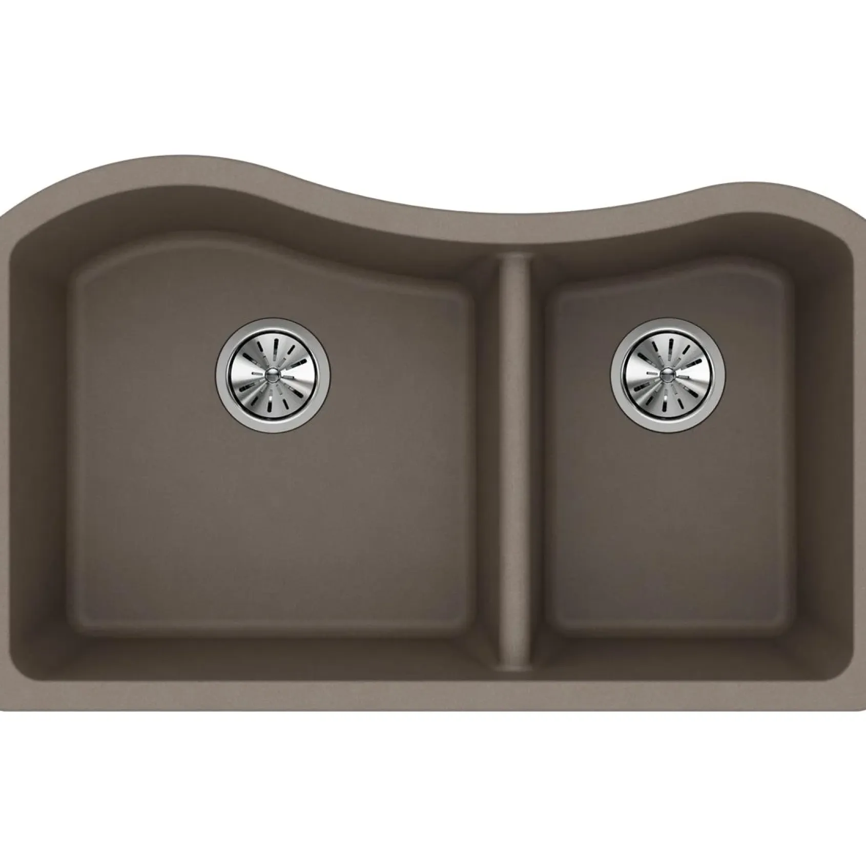 Elkay Classic 33" Quartz Kitchen Sink, 60/40 Double Bowl, Greige, ELGHU3220RGR0