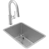 Elkay Crosstown 14" Rectangular Stainless Steel Bar/Prep Sink with Faucet, Polished Satin, 18 Gauge, ECTRU12179TFCBC