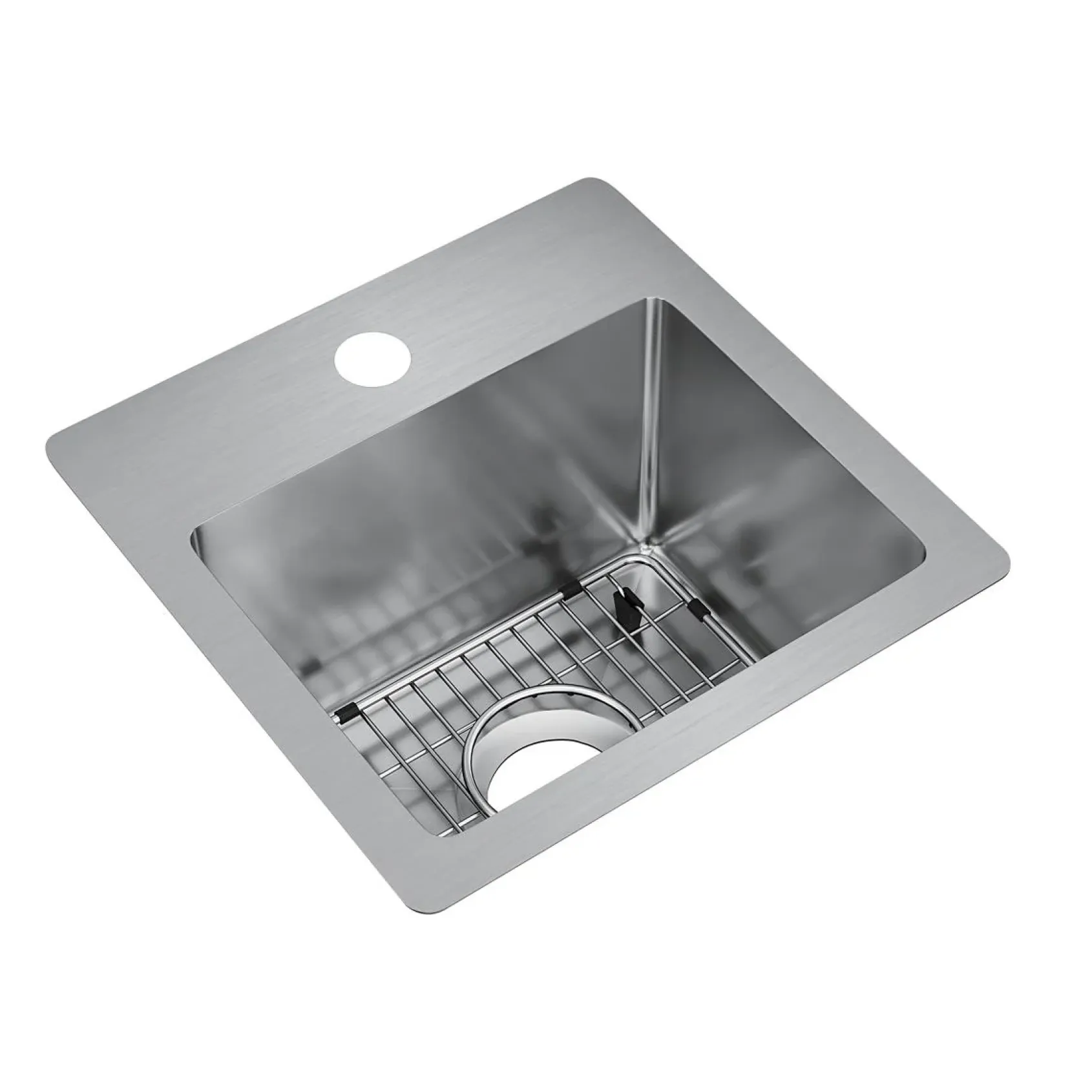 Elkay Crosstown 15" Stainless Steel Bar Sink Kit, Polished Satin, 1 Faucet Hole, ECTSR15159TBG1