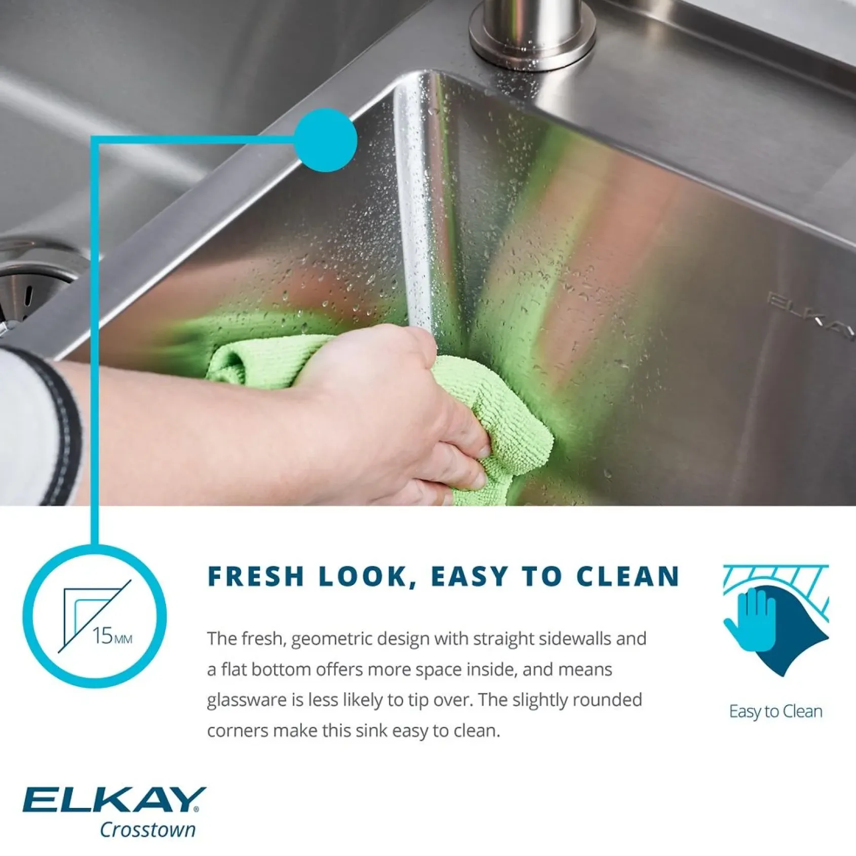 Elkay Crosstown 14" Stainless Steel Bar Sink, Polished Satin, ECTRU12179T