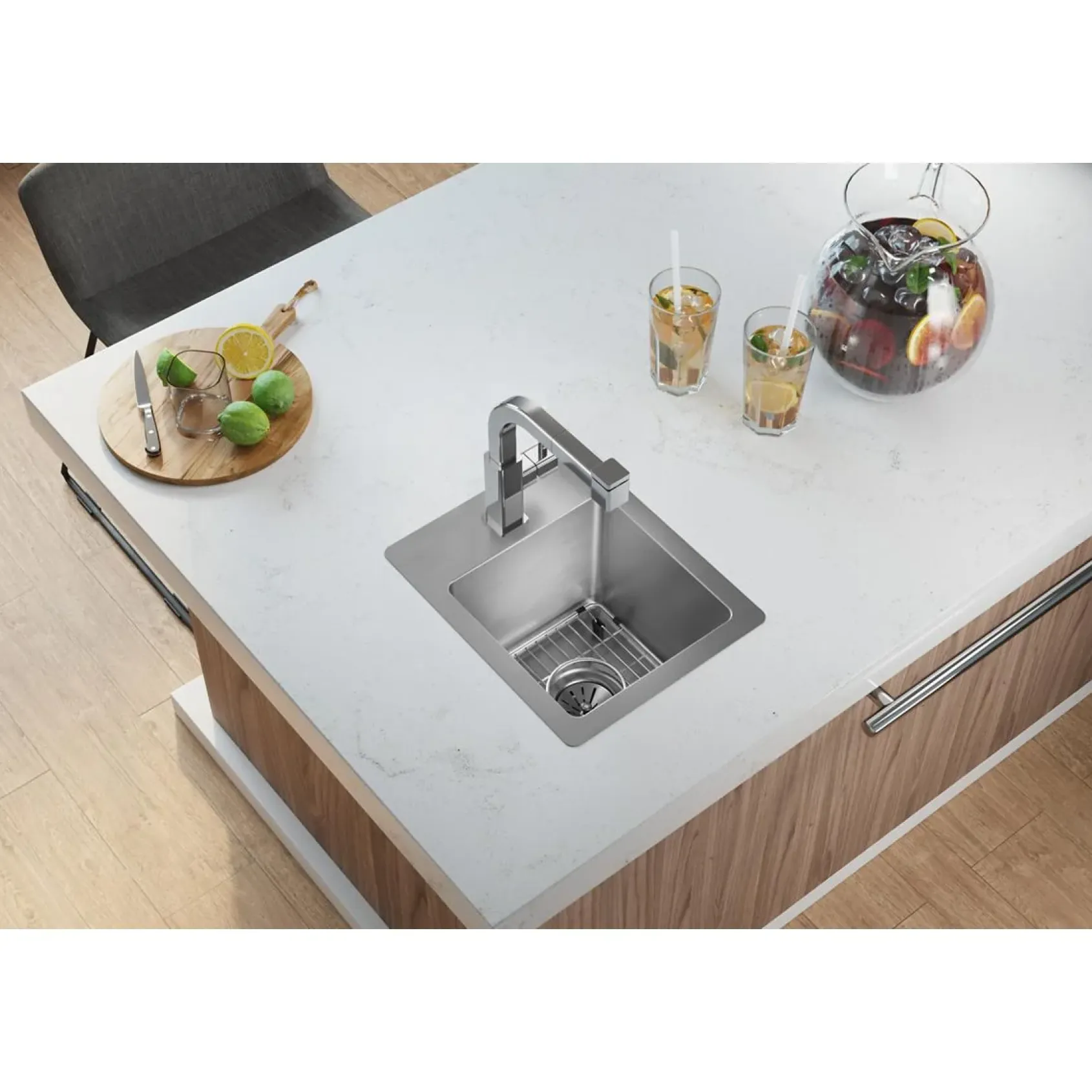 Elkay Crosstown 13" Stainless Steel Bar Sink Kit, Polished Satin, ECTSR13169TBG3
