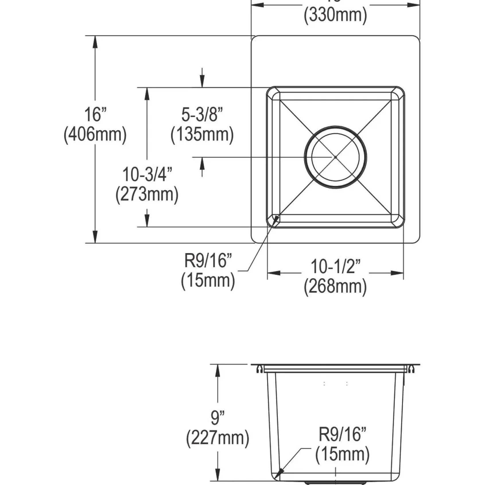 Elkay Crosstown 13" Stainless Steel Bar Sink Kit, Polished Satin, ECTSR13169TBG2