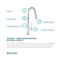 Elkay LKAV2031CR Avado Single Hole Kitchen Faucet with Semi-professional Spout and Lever Handle Chrome