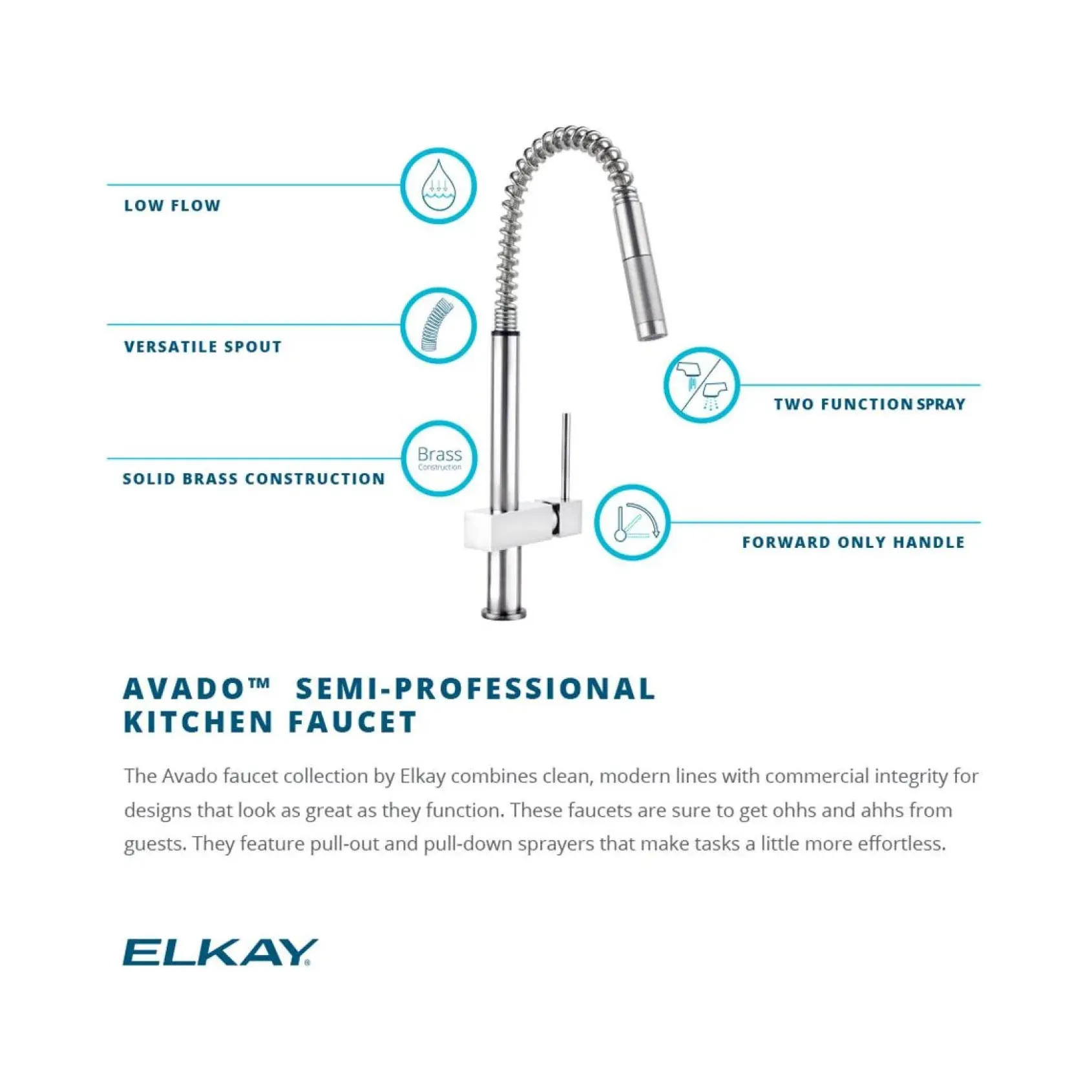 Elkay LKAV2031CR Avado Single Hole Kitchen Faucet with Semi-professional Spout and Lever Handle Chrome