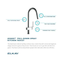 Elkay LKAV1031NK Avado Single Hole Kitchen Faucet with Pull-down Spray and Lever Handle Brushed Nickel