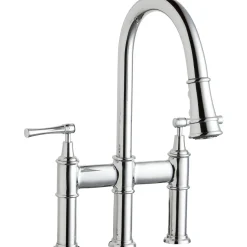 Elkay LKEC2037CR Explore Three Hole Bridge Faucet with Pull-down Spray and Lever Handles Chrome