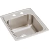 Elkay Lustertone Classic 15" Rectangular Stainless Steel Bar/Prep Sink, 2 Faucet Holes, LRQ15172