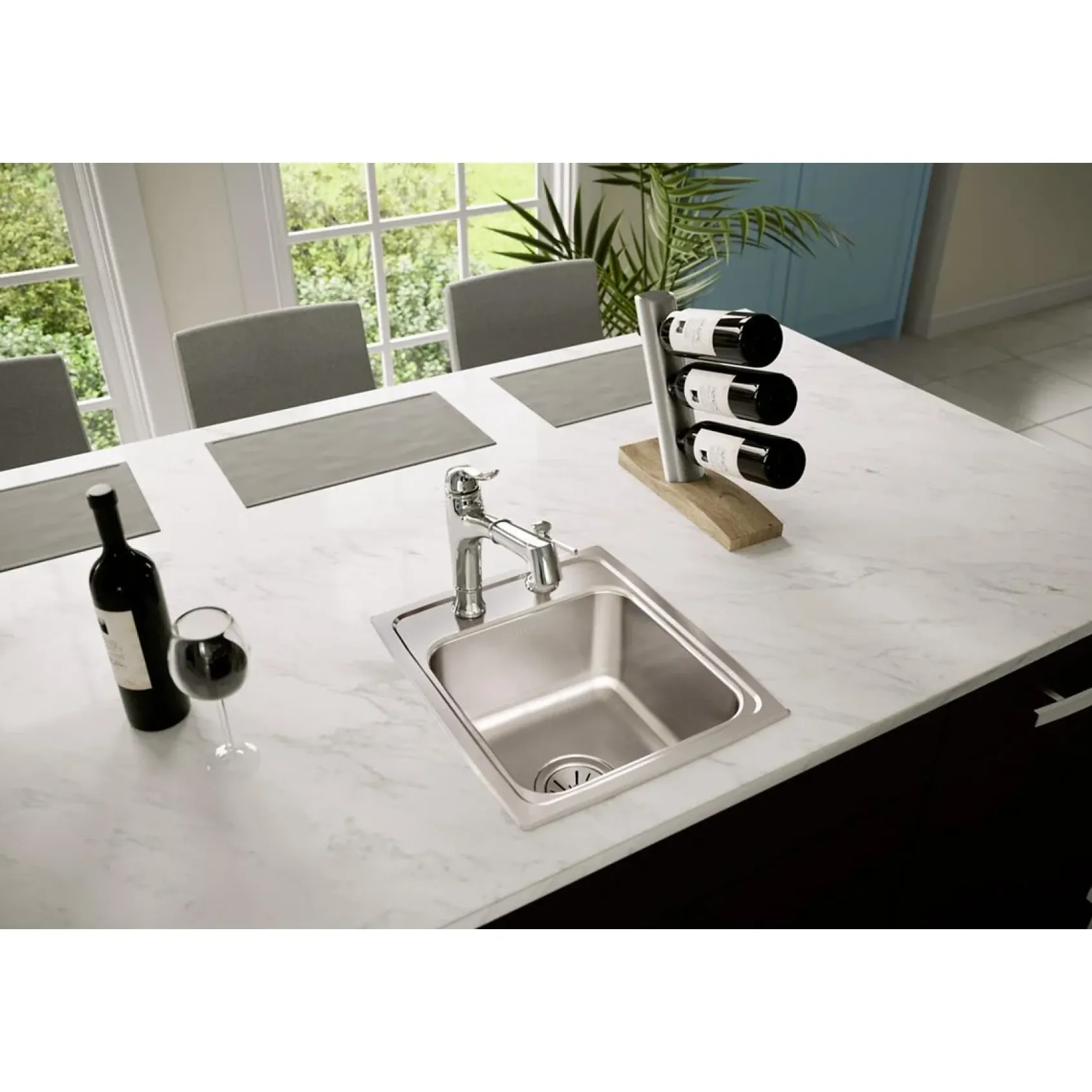 Elkay Lustertone Classic 15" Rectangular Stainless Steel Bar/Prep Sink, 2 Faucet Holes, LRQ15172