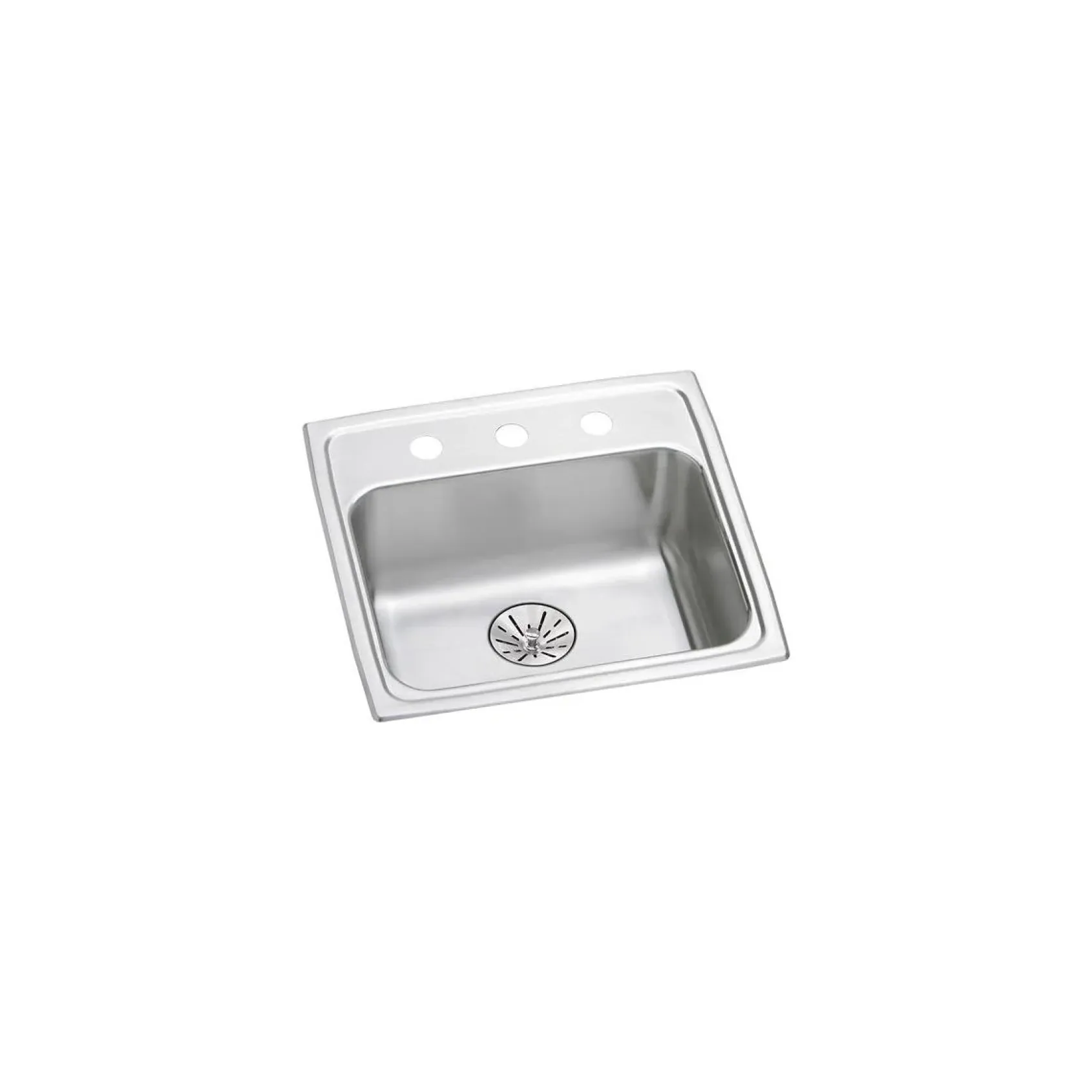 Elkay Lustertone Classic 20" Drop In/Topmount Stainless Steel ADA Kitchen Sink, Lustrous Satin, 2 Faucet Holes, Perfect Drain, LRAD191965PD2