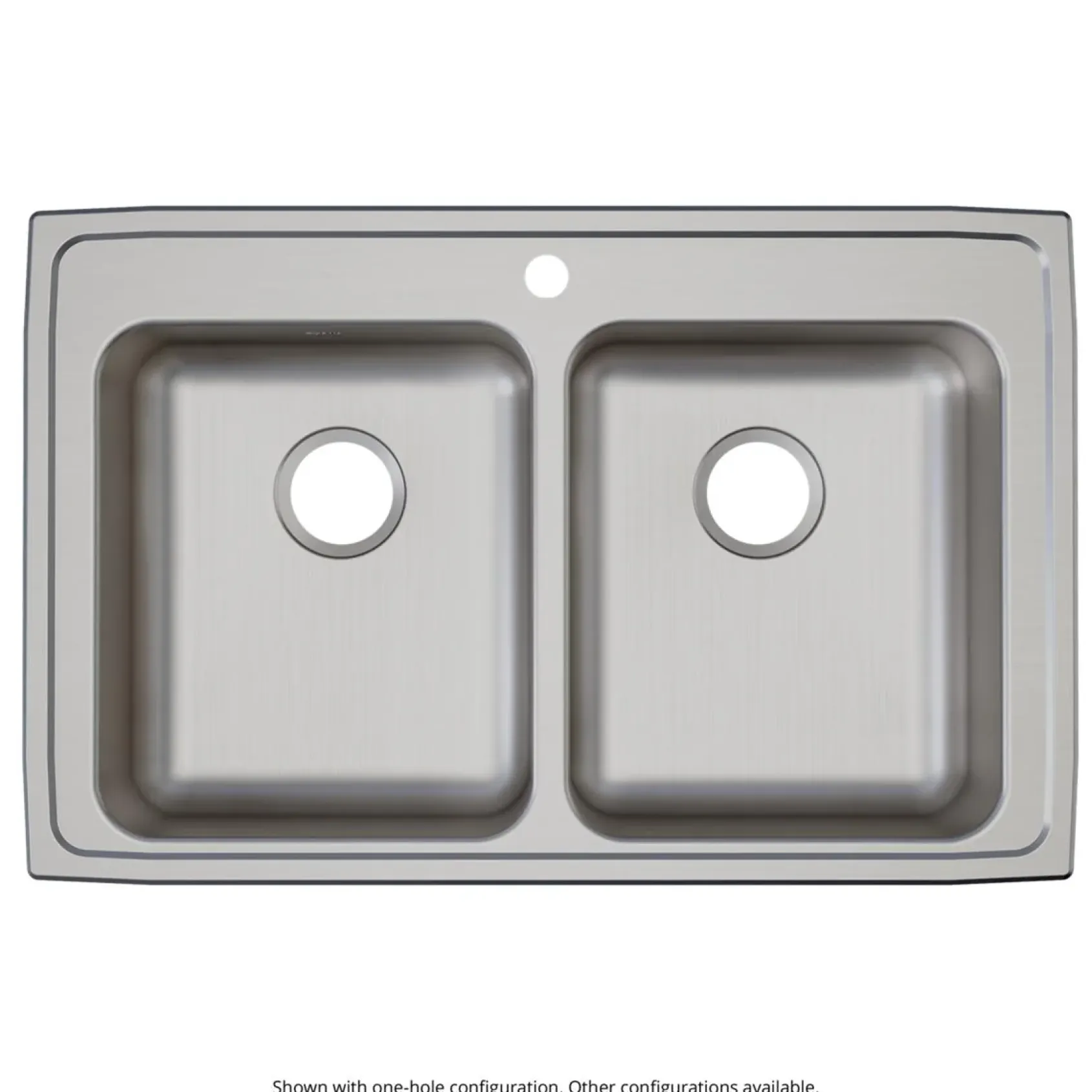 Elkay Lustertone Classic 33" Drop In/Topmount Stainless Steel ADA Kitchen Sink, 50/50 Double Bowl, Lustrous Satin, No Faucet Hole, LRAD3321550