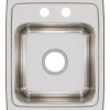 Elkay Lustertone Classic 15" Stainless Steel Bar Sink, Lustrous Satin, 2 Faucet Hole, LR15172