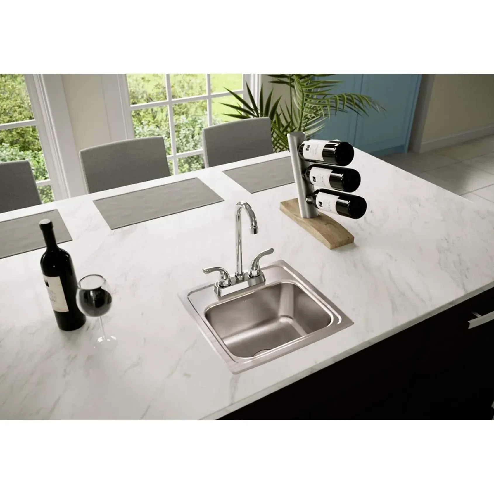 Elkay Lustertone Classic 15" Rectangular Stainless Steel Bar/Prep Sink, 2 Faucet Holes, BLRQ152