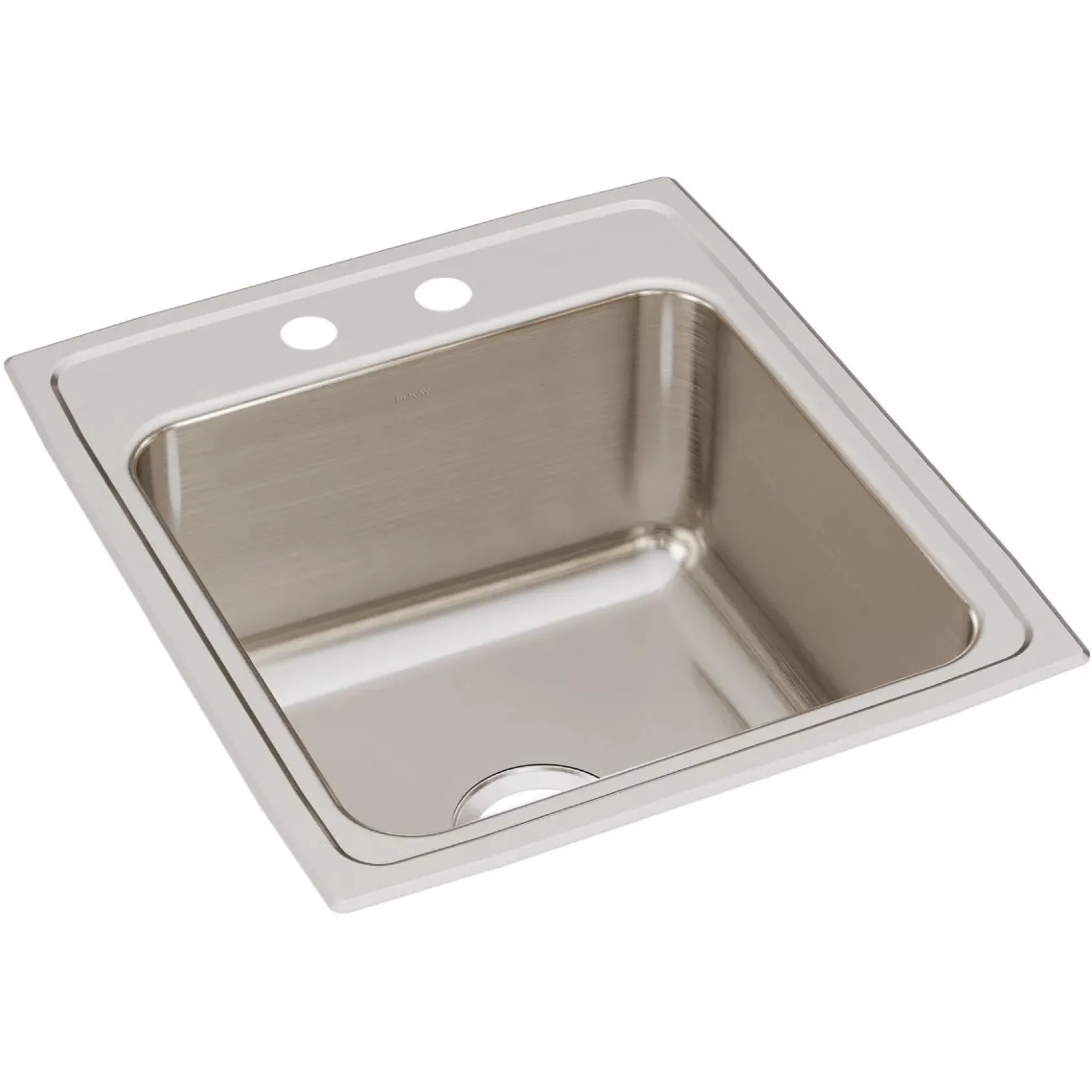 Elkay Lustertone Classic 20" Drop In/Topmount Stainless Steel Kitchen Sink, Lustrous Satin, 2 Faucet Holes, DLR2022102