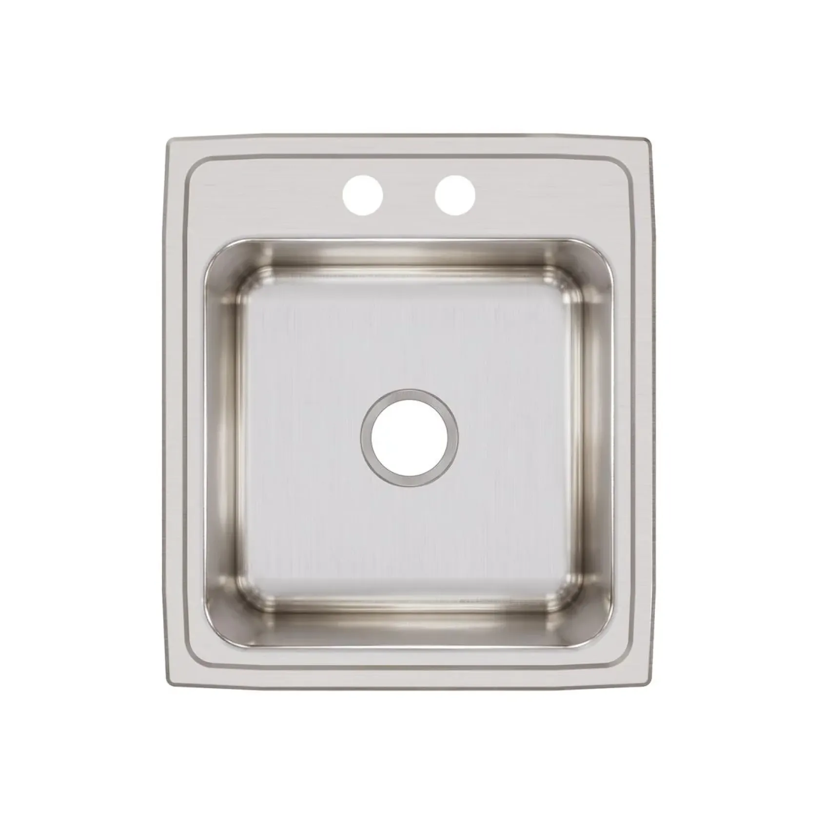 Elkay Lustertone Classic 20" Drop In/Topmount Stainless Steel Kitchen Sink, Lustrous Satin, 2 Faucet Holes, DLR2022102