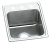 Elkay Lustertone Classic 15" Drop In/Topmount Stainless Steel ADA Kitchen Sink, Lustrous Satin, 2 Faucet Holes, LRAD1522602
