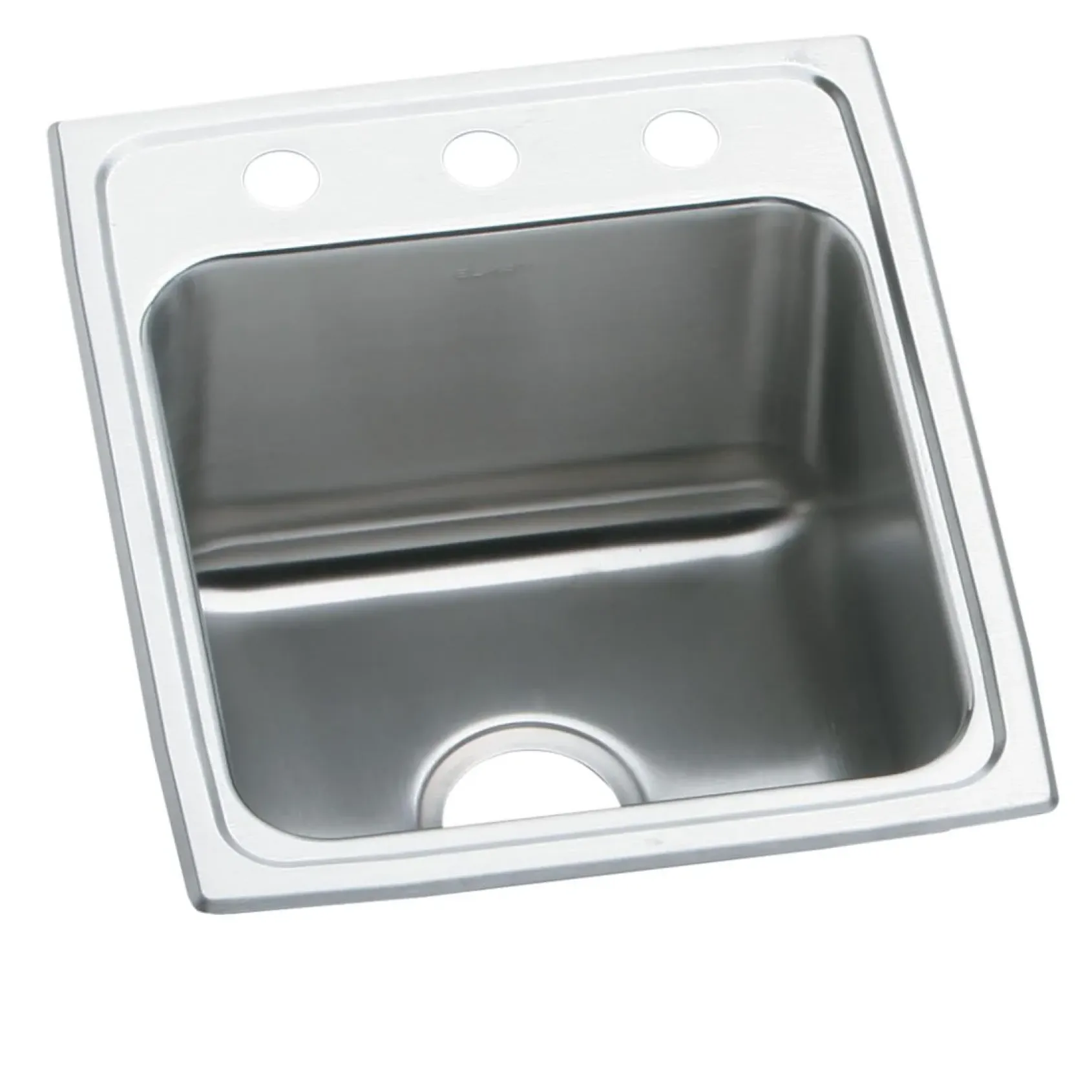Elkay Lustertone Classic 15" Drop In/Topmount Stainless Steel ADA Kitchen Sink, Lustrous Satin, 2 Faucet Holes, LRAD1522602
