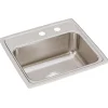 Elkay Lustertone Classic 19" Drop In/Topmount Stainless Steel Kitchen Sink, Lustrous Satin, MR2 Faucet Holes, LR1918MR2