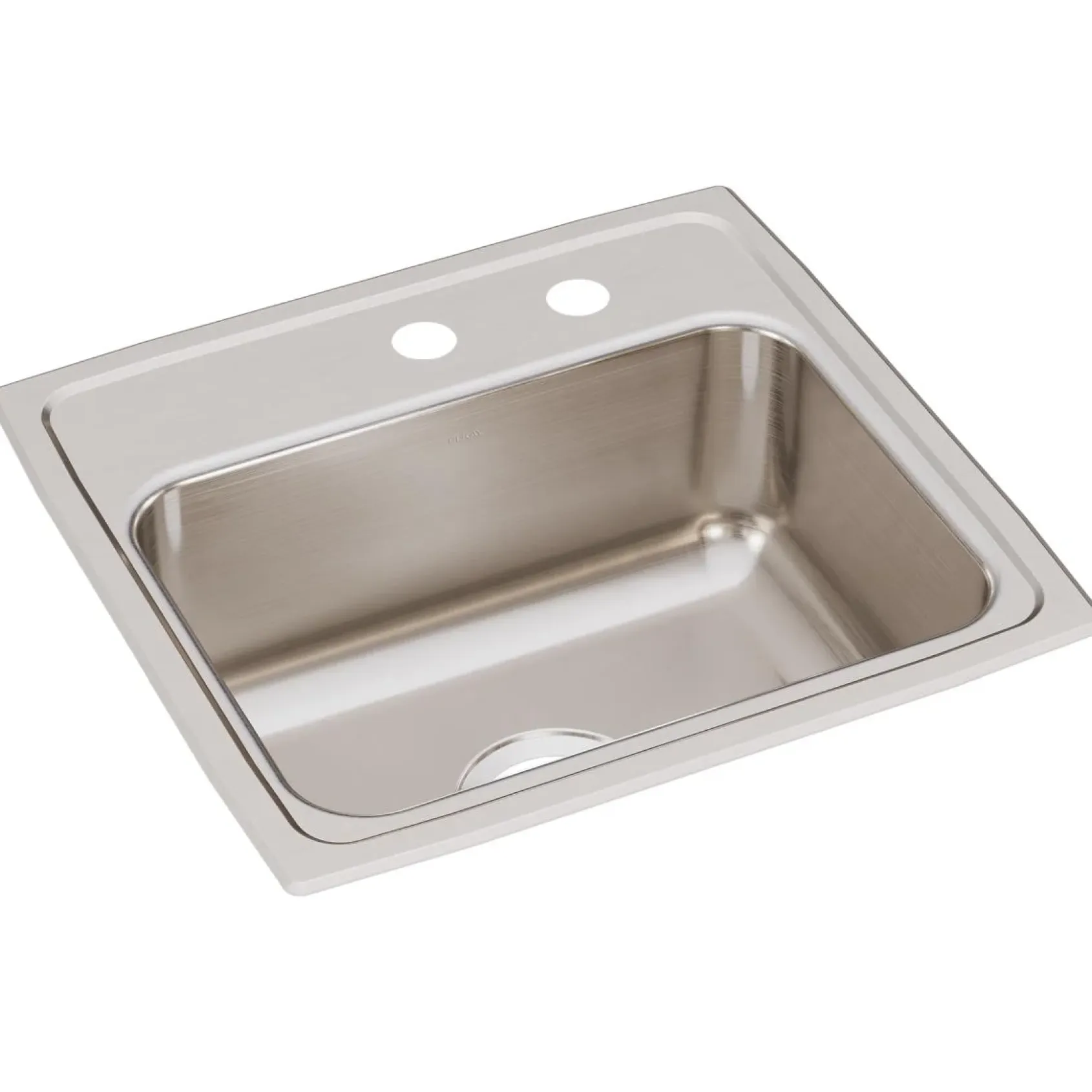 Elkay Lustertone Classic 19" Drop In/Topmount Stainless Steel Kitchen Sink, Lustrous Satin, MR2 Faucet Holes, LR1918MR2