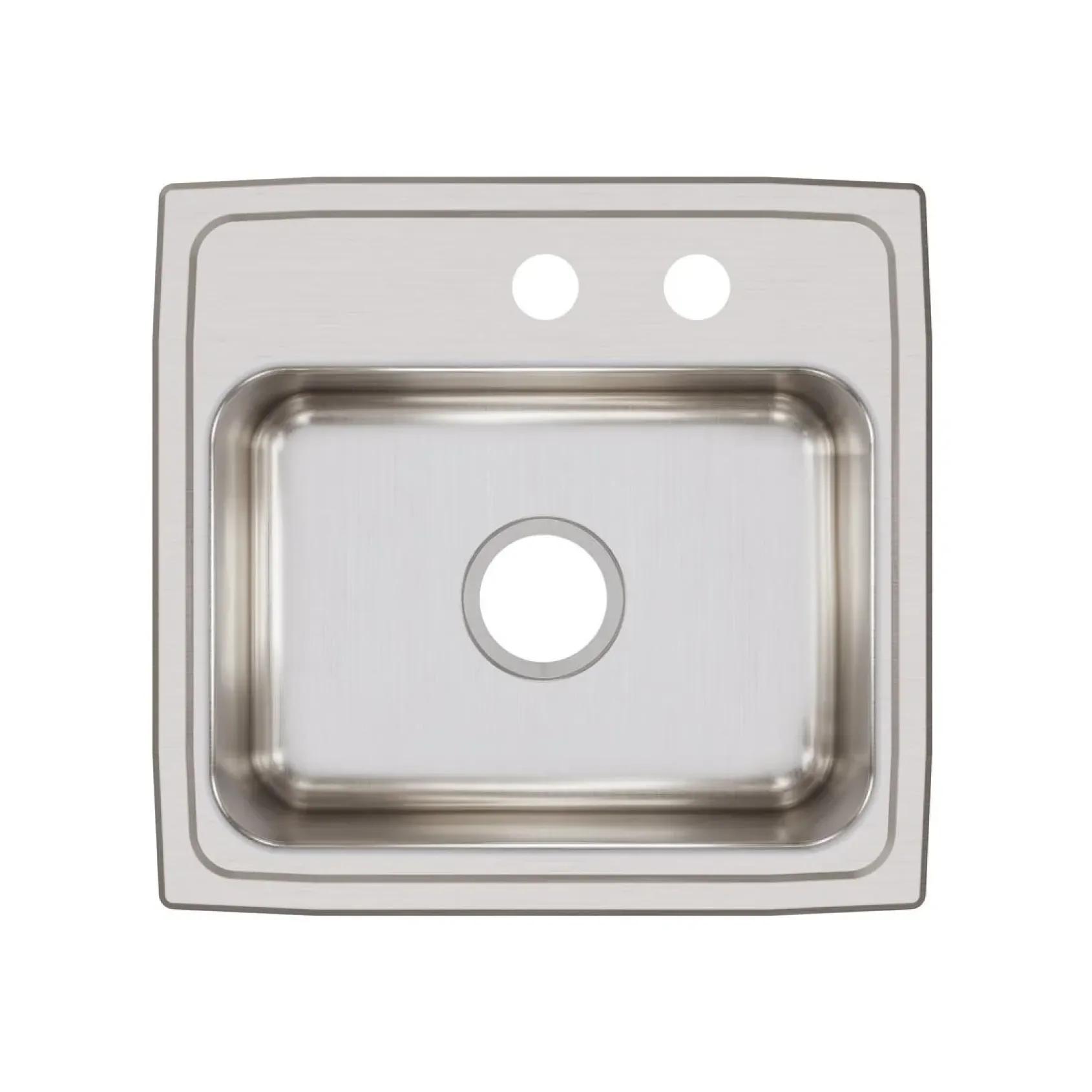 Elkay Lustertone Classic 19" Drop In/Topmount Stainless Steel Kitchen Sink, Lustrous Satin, MR2 Faucet Holes, LR1918MR2