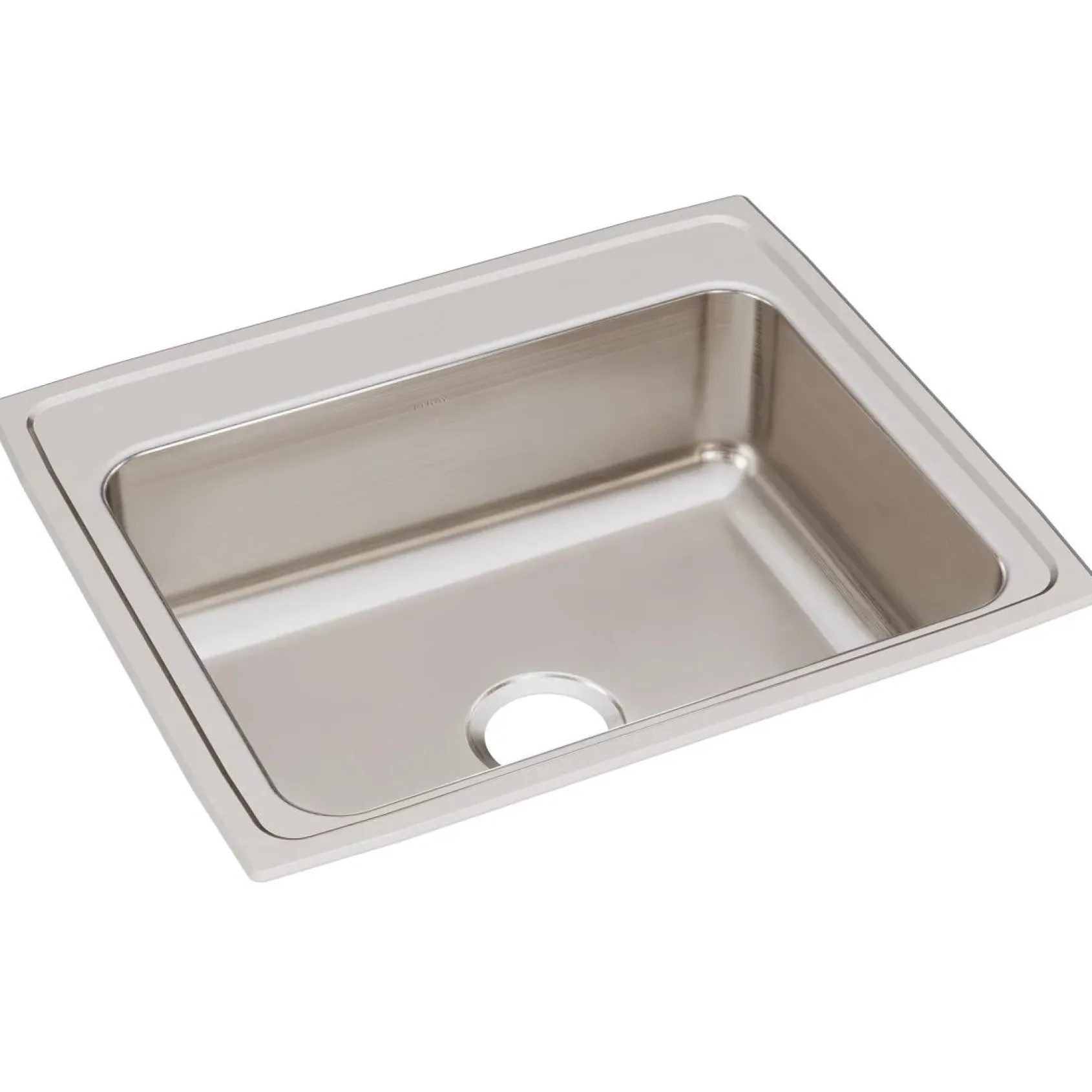 Elkay Lustertone Classic 25" Drop In/Topmount Stainless Steel Kitchen Sink, Lustrous Satin, No Faucet Hole, LR25210