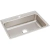 Elkay Lustertone Classic 31" Drop In/Topmount Stainless Steel Kitchen Sink, Lustrous Satin, 1 Faucet Hole, LR31221