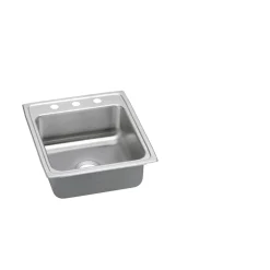 Elkay Lustertone Classic 20" Drop In/Topmount Stainless Steel ADA Kitchen Sink, Lustrous Satin, 3 Faucet Holes, LRADQ2022653