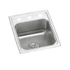 Elkay Lustertone Classic 15" Drop In/Topmount Stainless Steel ADA Kitchen Sink, Lustrous Satin, 3 Faucet Holes, Perfect Drain, LRAD151765PD3