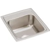 Elkay Lustertone Classic 15" Rectangular Stainless Steel Bar/Prep Sink, No Faucet Hole, LRQ15170
