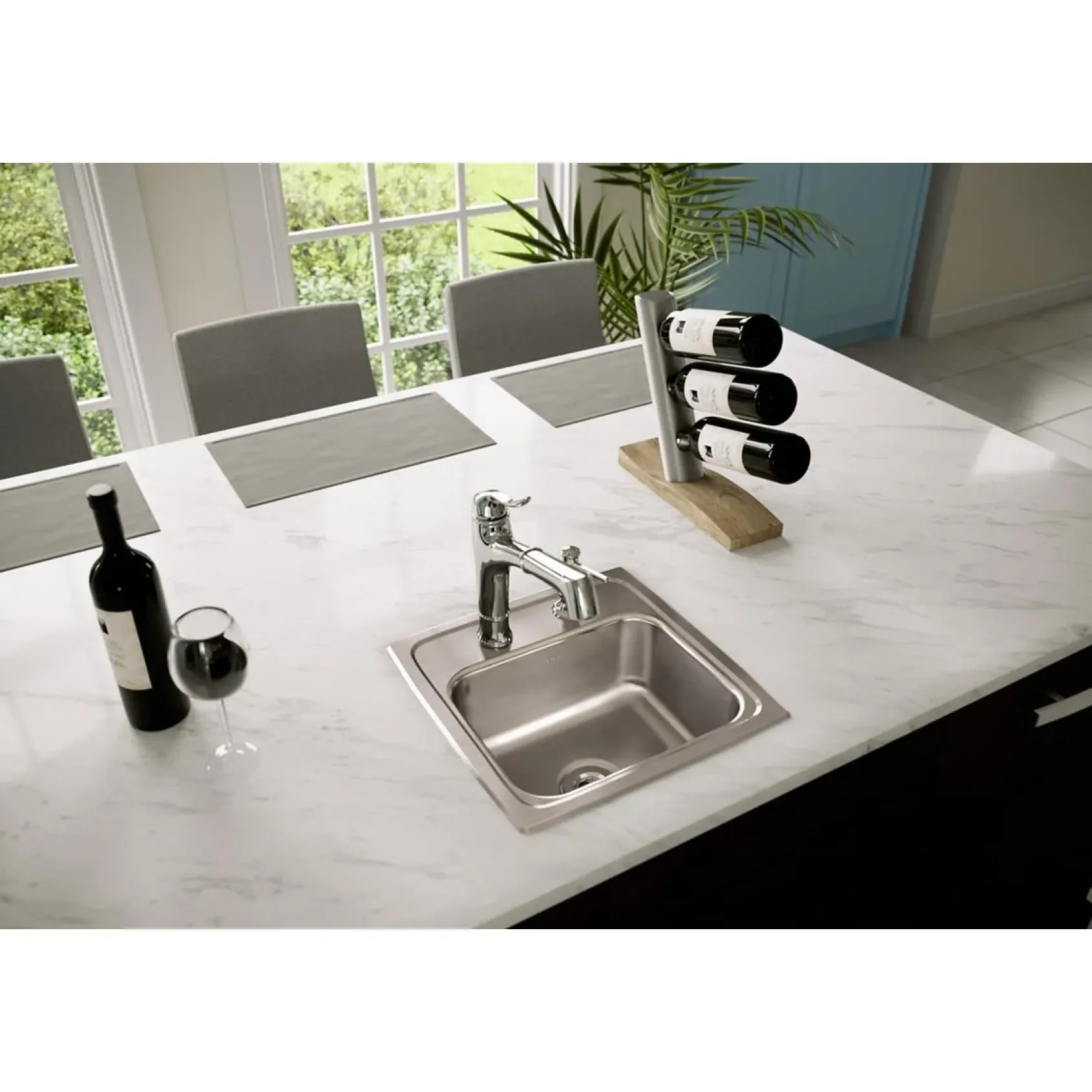 Elkay Lustertone Classic 15" Rectangular Stainless Steel ADA Bar/Prep Sink, 2 Faucet Holes, BLRQ15602