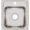 Elkay Lustertone Classic 15" Stainless Steel Bar Sink, Lustrous Satin, 1 Faucet Hole, LR15171
