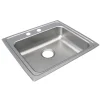 Elkay Lustertone Classic 22" Drop In/Topmount Stainless Steel ADA Kitchen Sink, Lustrous Satin, 2 Faucet Holes, LRAD2219502