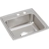 Elkay Lustertone Classic 20" Drop In/Topmount Stainless Steel Kitchen Sink, Lustrous Satin, MR2 Faucet Holes, LR1919MR2