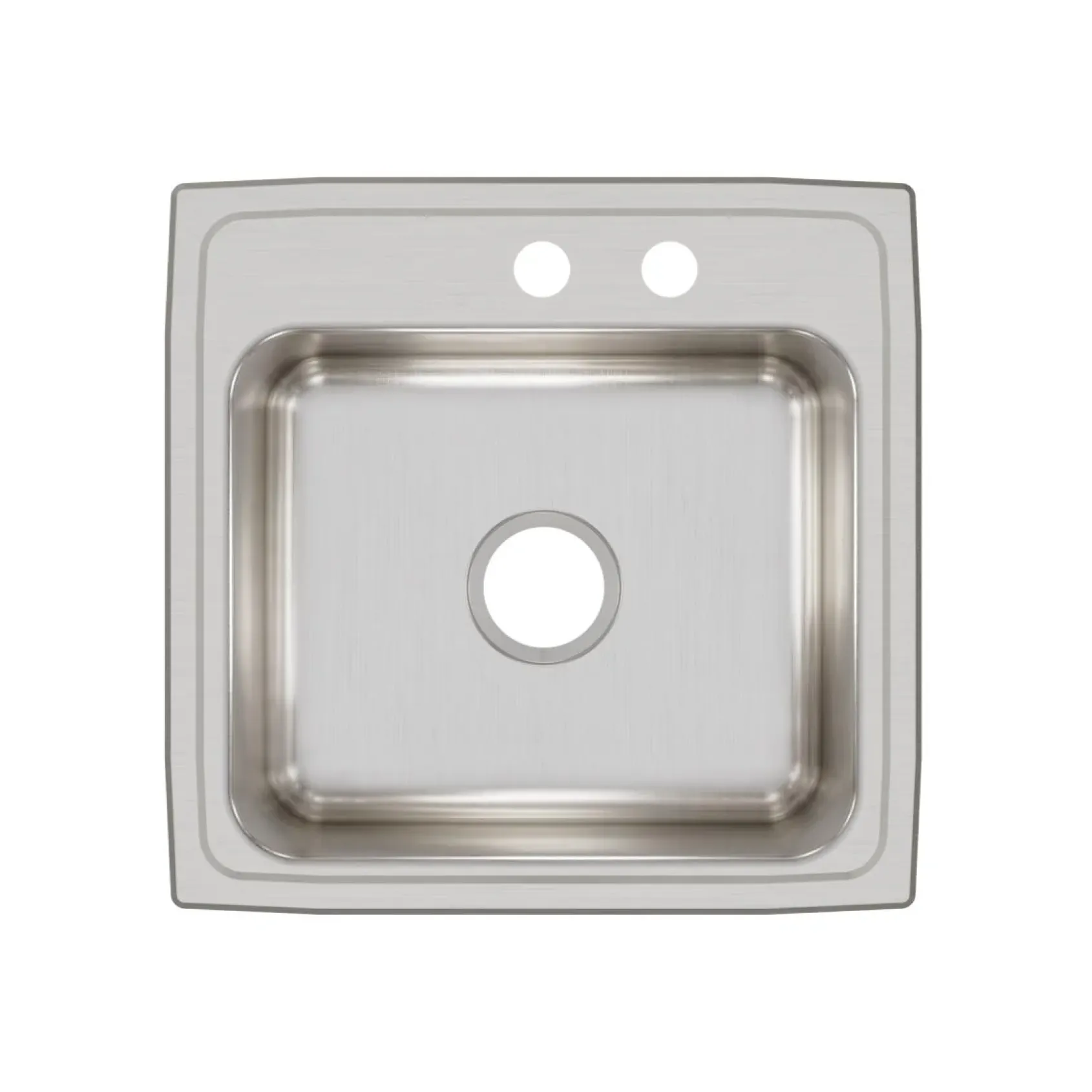 Elkay Lustertone Classic 20" Drop In/Topmount Stainless Steel Kitchen Sink, Lustrous Satin, MR2 Faucet Holes, LR1919MR2