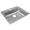 Elkay Lustertone Classic 22" Drop In/Topmount Stainless Steel ADA Kitchen Sink, Lustrous Satin, 5 Faucet Holes, LRAD2219655