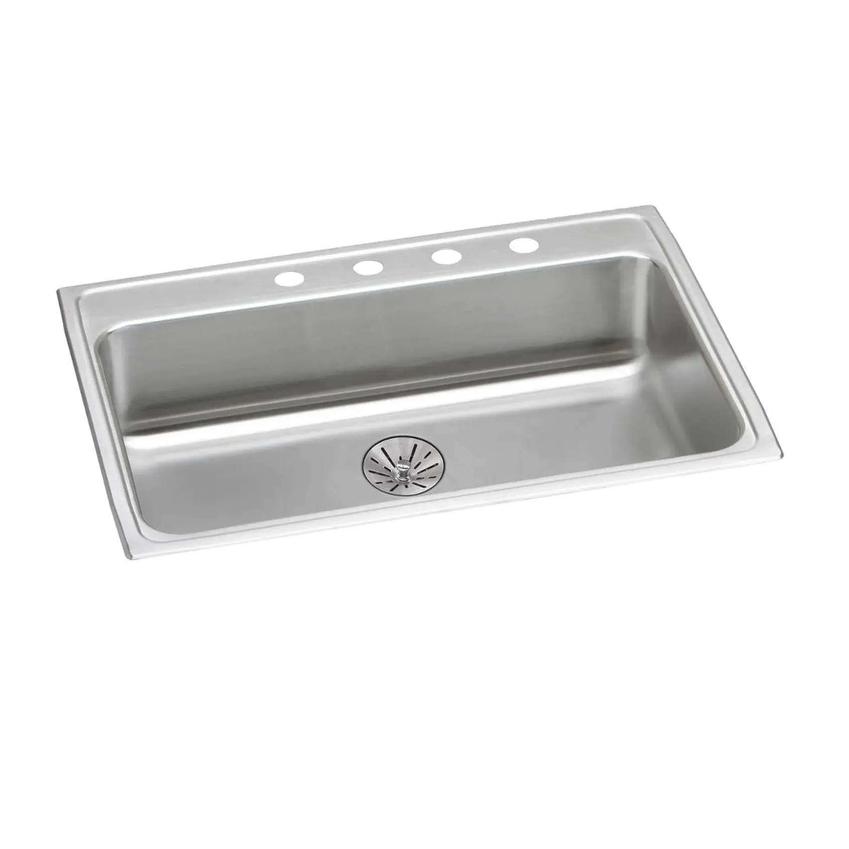 Elkay Lustertone Classic 31" Drop In/Topmount Stainless Steel ADA Kitchen Sink, Lustrous Satin, 3 Faucet Holes, Perfect Drain, LRAD312265PD3