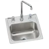 Elkay Lustertone Classic 15" Rectangular Stainless Steel Bar/Prep Sink Kit with Faucet, Lustrous Satin, 3 Faucet Holes, BLH15C