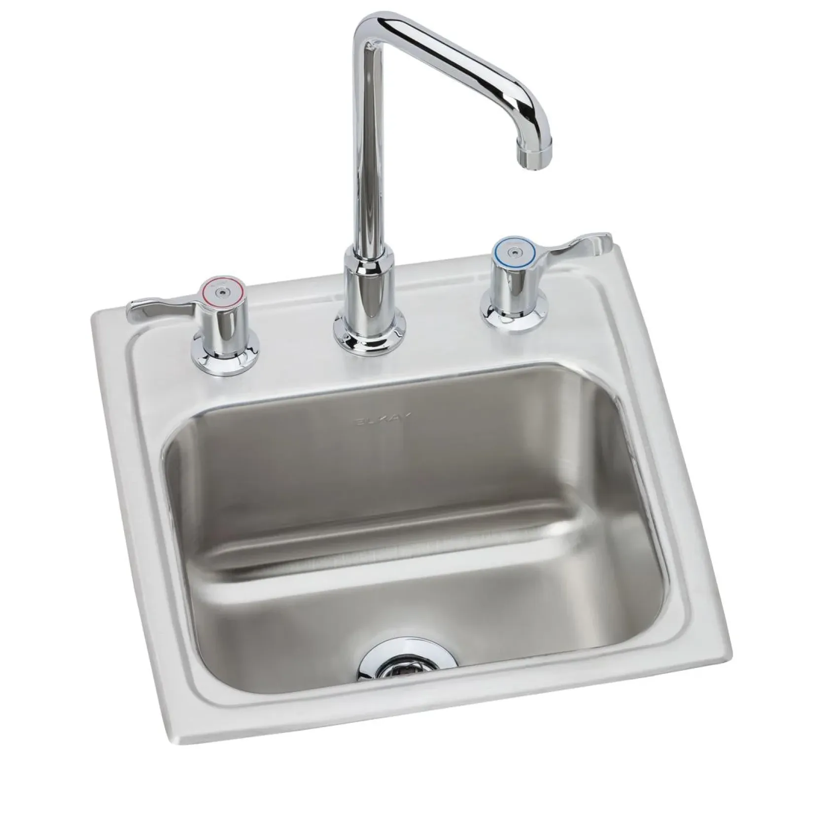Elkay Lustertone Classic 15" Rectangular Stainless Steel Bar/Prep Sink Kit with Faucet, Lustrous Satin, 3 Faucet Holes, BLH15C